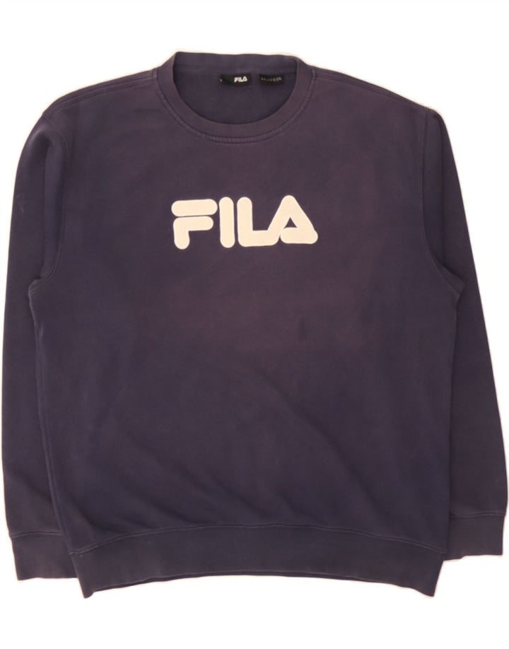 FILA Mens Graphic Sweatshirt Jumper XL Navy Blue Vintage Fila and Second-Hand Fila from Messina Hembry 