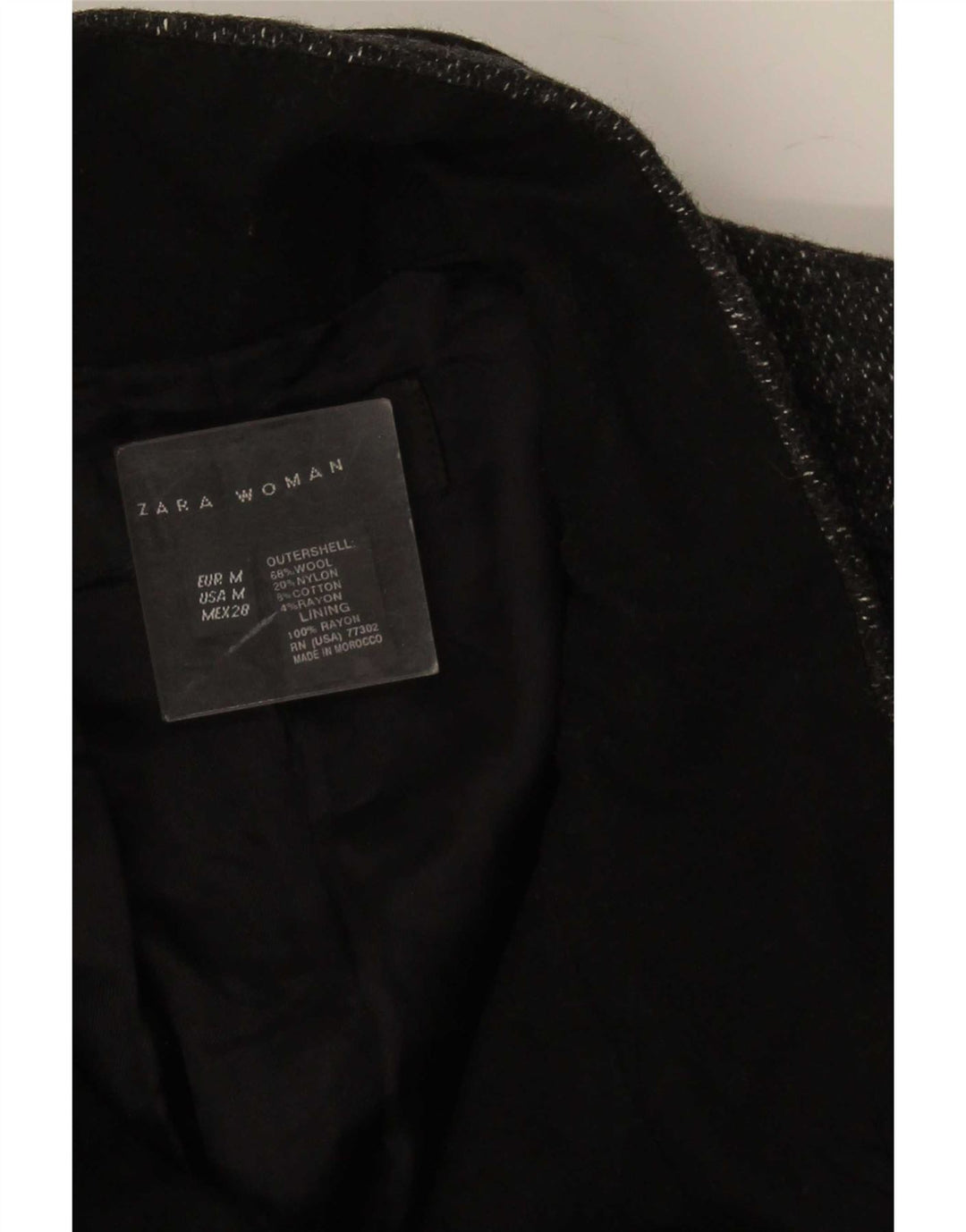 Zara Femme Pardessus UK 44 Laine Gris Moyen