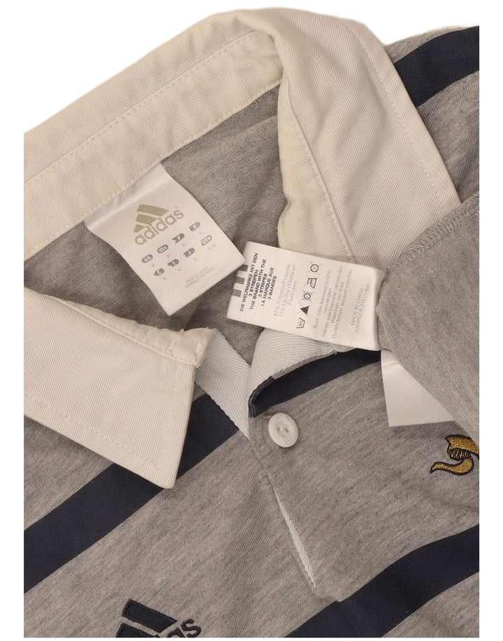 Adidas Polo de Rugby Graphique Homme Gris Moyen Rayé Polyester