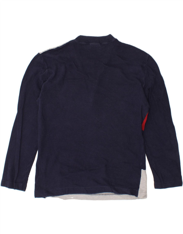 FILA Mens Zip Neck Top Long Sleeve Small Navy Blue Striped Vintage Fila and Second-Hand Fila from Messina Hembry 