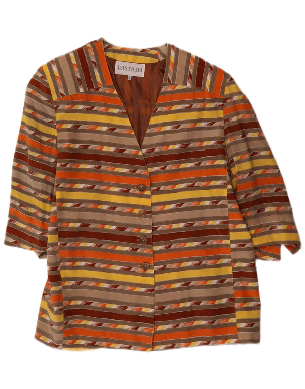 Veste Blazer Vintage Femme 4 Boutons IT 48 XL Rayé Multicolore