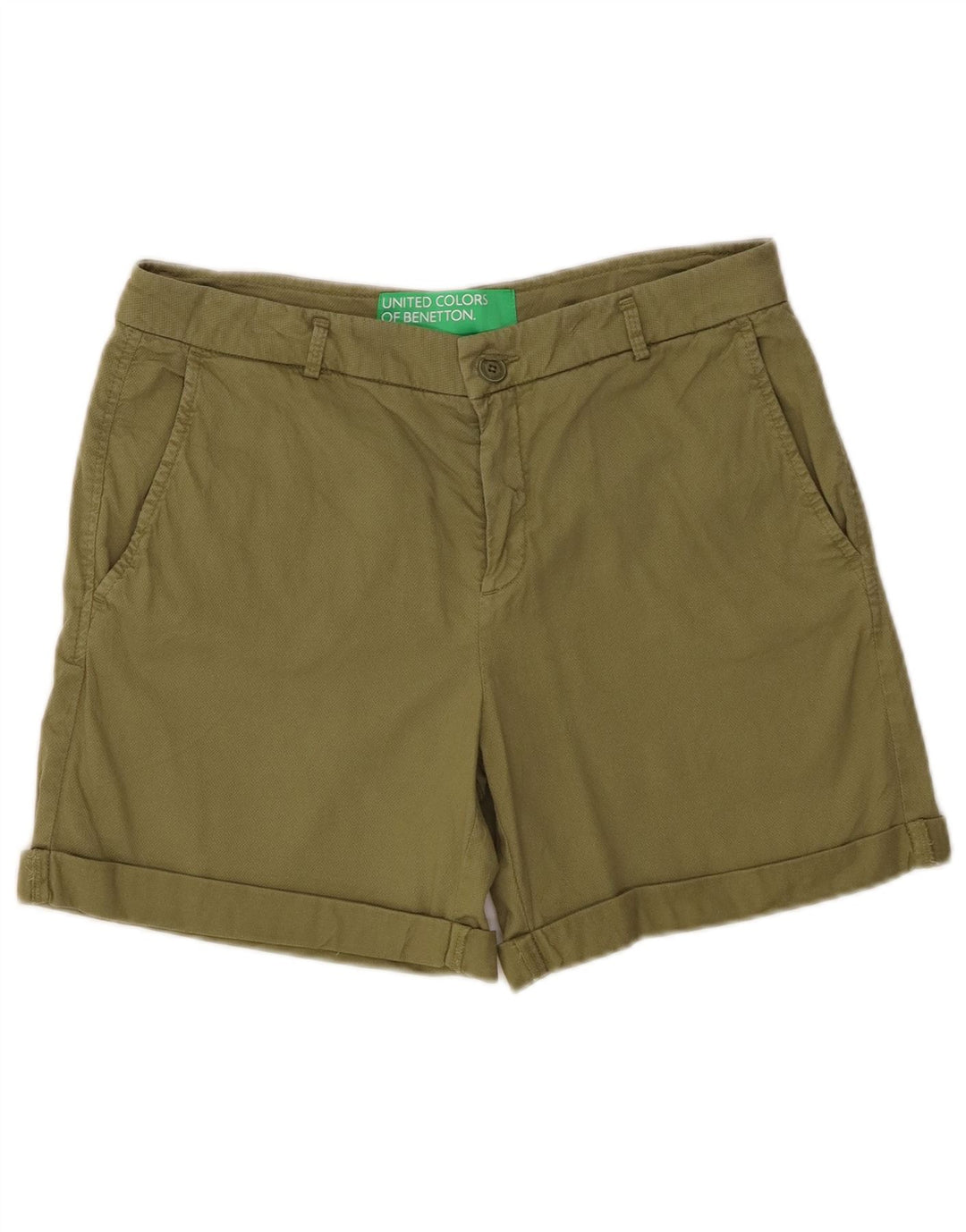 Benetton Short Chino W30 Homme Kaki Moyen