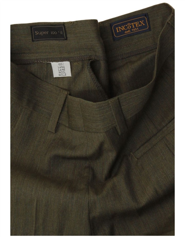 INCOTEX Pantalon de costume pour femme UK 8 Small W26 L28 Laine kaki