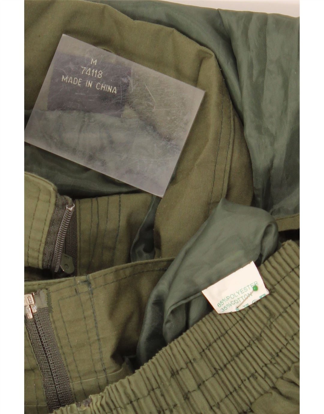 VINTAGE Veste utilitaire à capuche pour hommes UK 38 Polyester kaki moyen