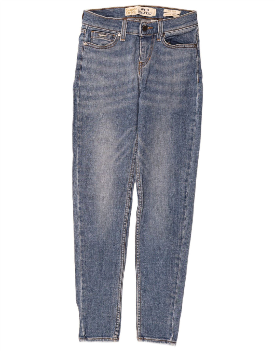 SUPERDRY Jean super skinny taille mi-haute W25 L28 bleu coton