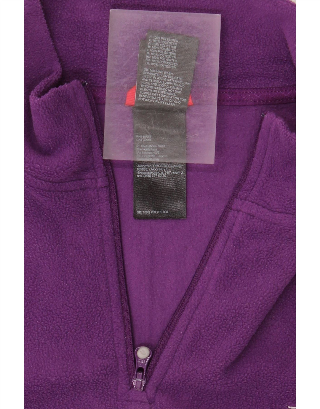 THE NORTH FACE Pull polaire à col zippé pour femme UK 16 Large Violet Polyester
