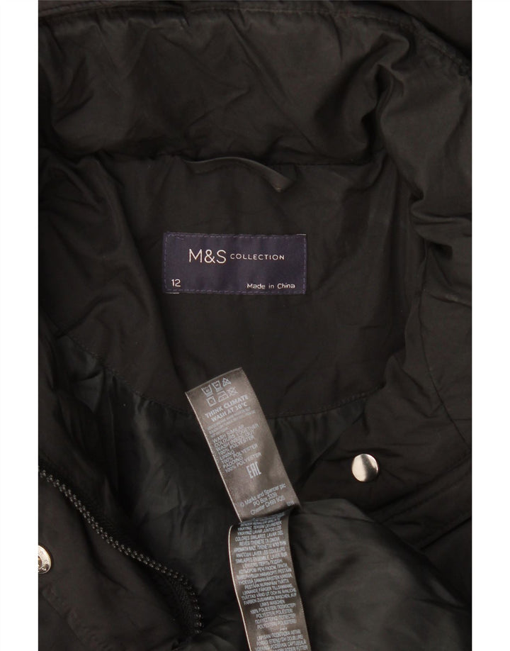 Marks & Spencer Veste rembourrée à capuche pour femme UK 12 Medium Noir Polyester