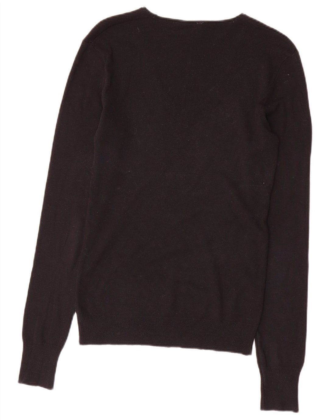 BENETTON Pull col V pour femme UK 10 Small Noir