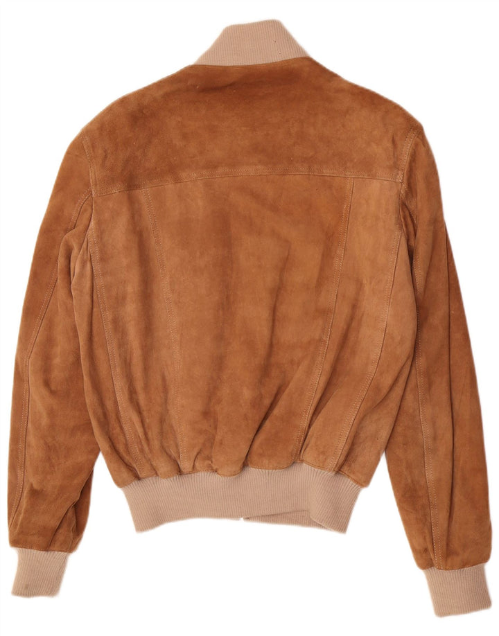 Liverpool Veste Bomber en Daim pour Homme UK 38 Cuir Colorblock Marron Moyen