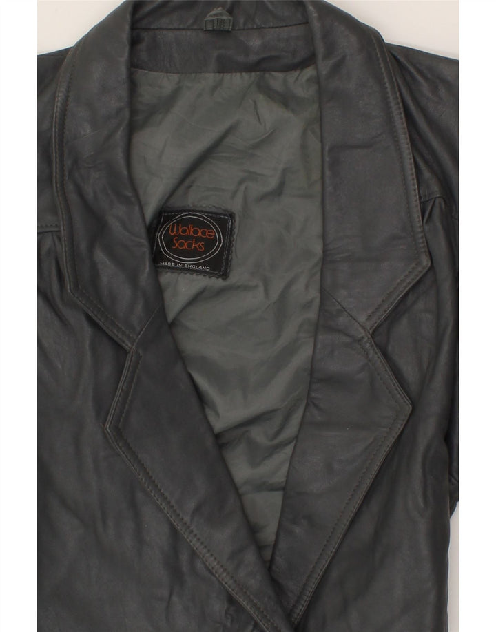 VINTAGE Womens Leather Jacket UK 14 Large Grey Leather Vintage Vintage and Second-Hand Vintage from Messina Hembry 