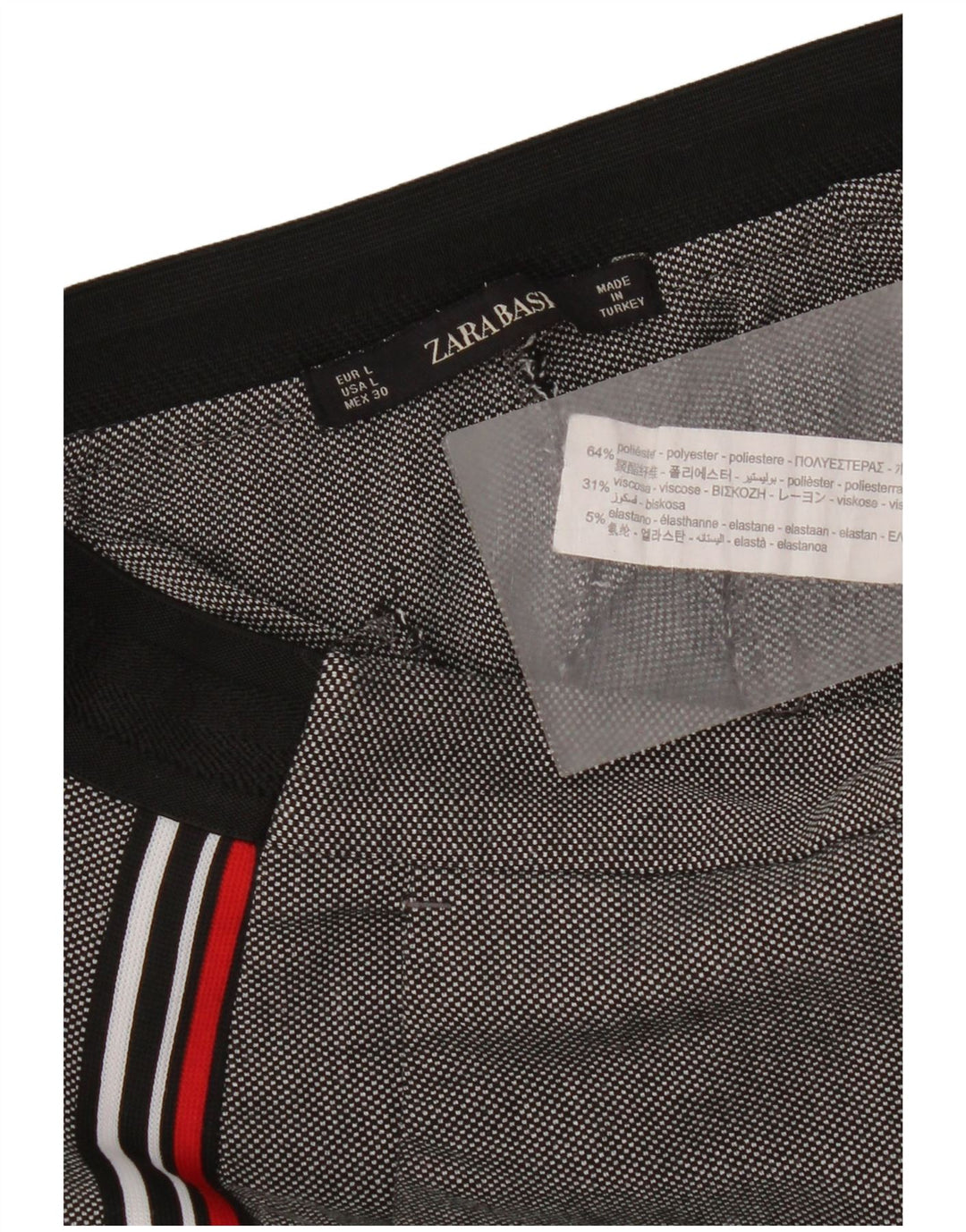 Pantalon Chino Droit Femme Zara Large W30 L27 Gris Polyester