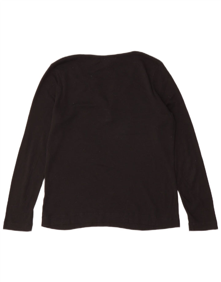 RALPH LAUREN Haut Femme Manches Longues UK 16 Grand Coton Noir