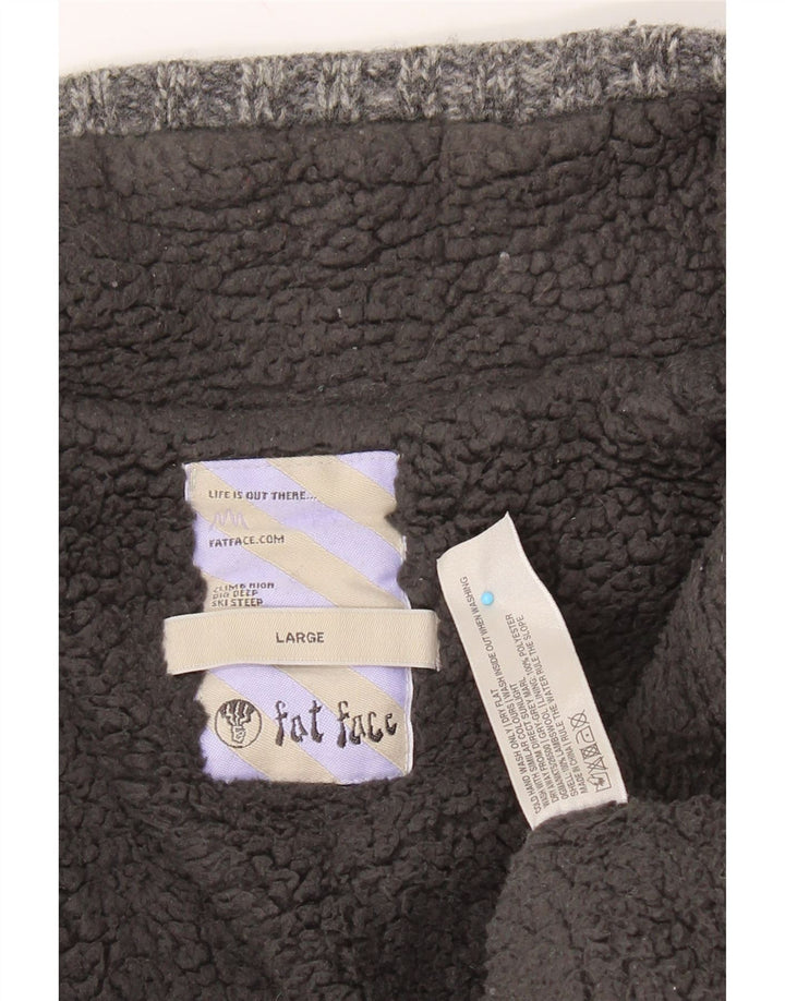 FAT FACE Pull à col zippé pour homme en laine d'agneau gris Taille L