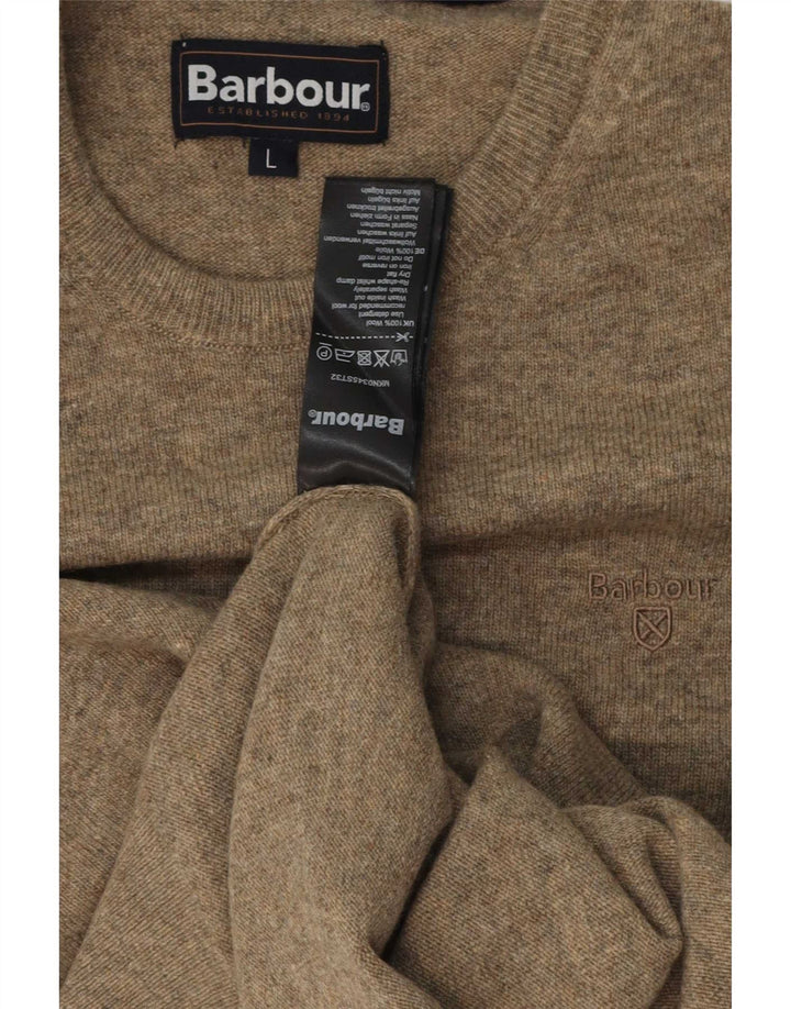 Barbour Pull à col rond pour homme en laine grise grande taille
