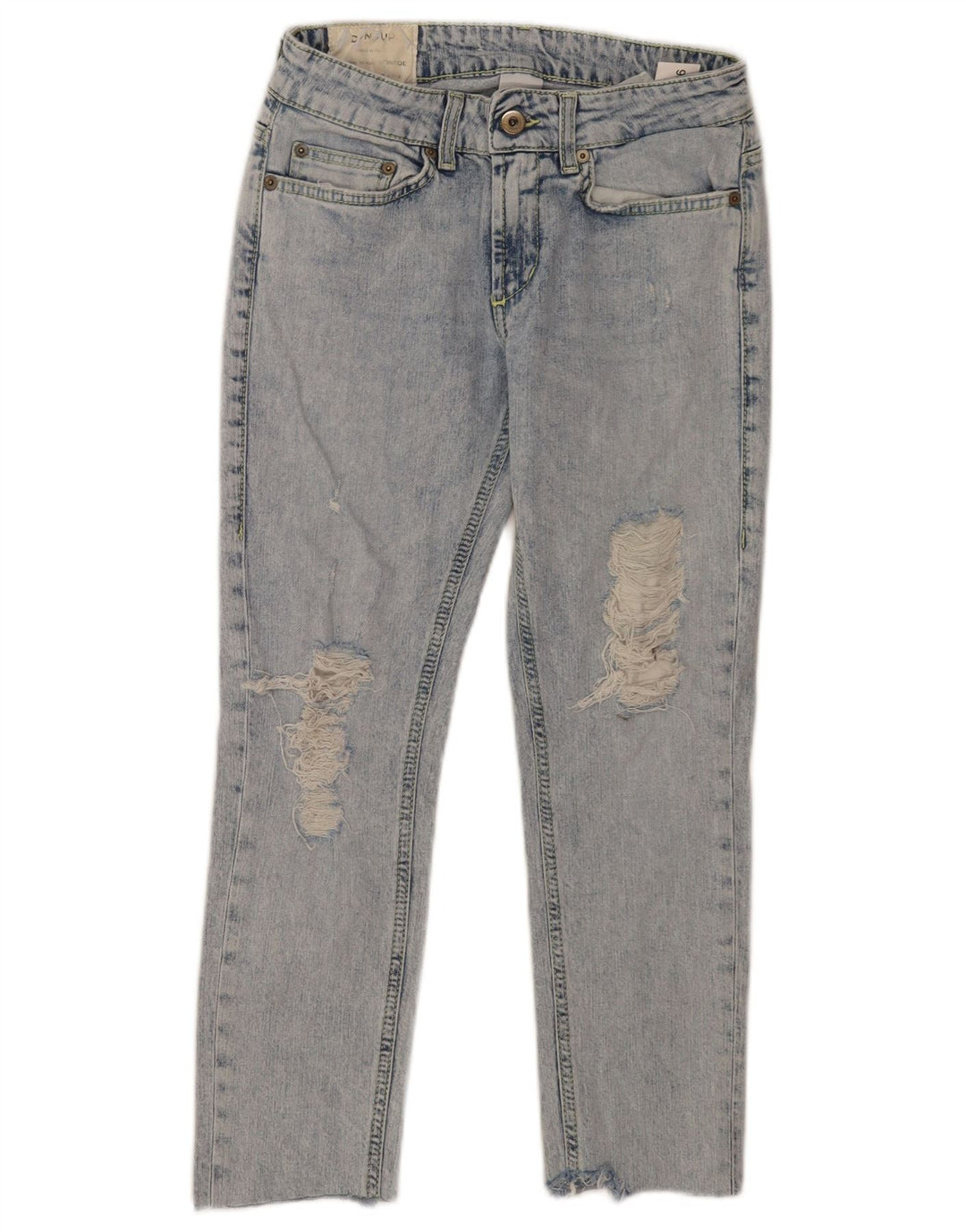 Dondup Jean court effet vieilli W26 L23 en coton bleu pour femme