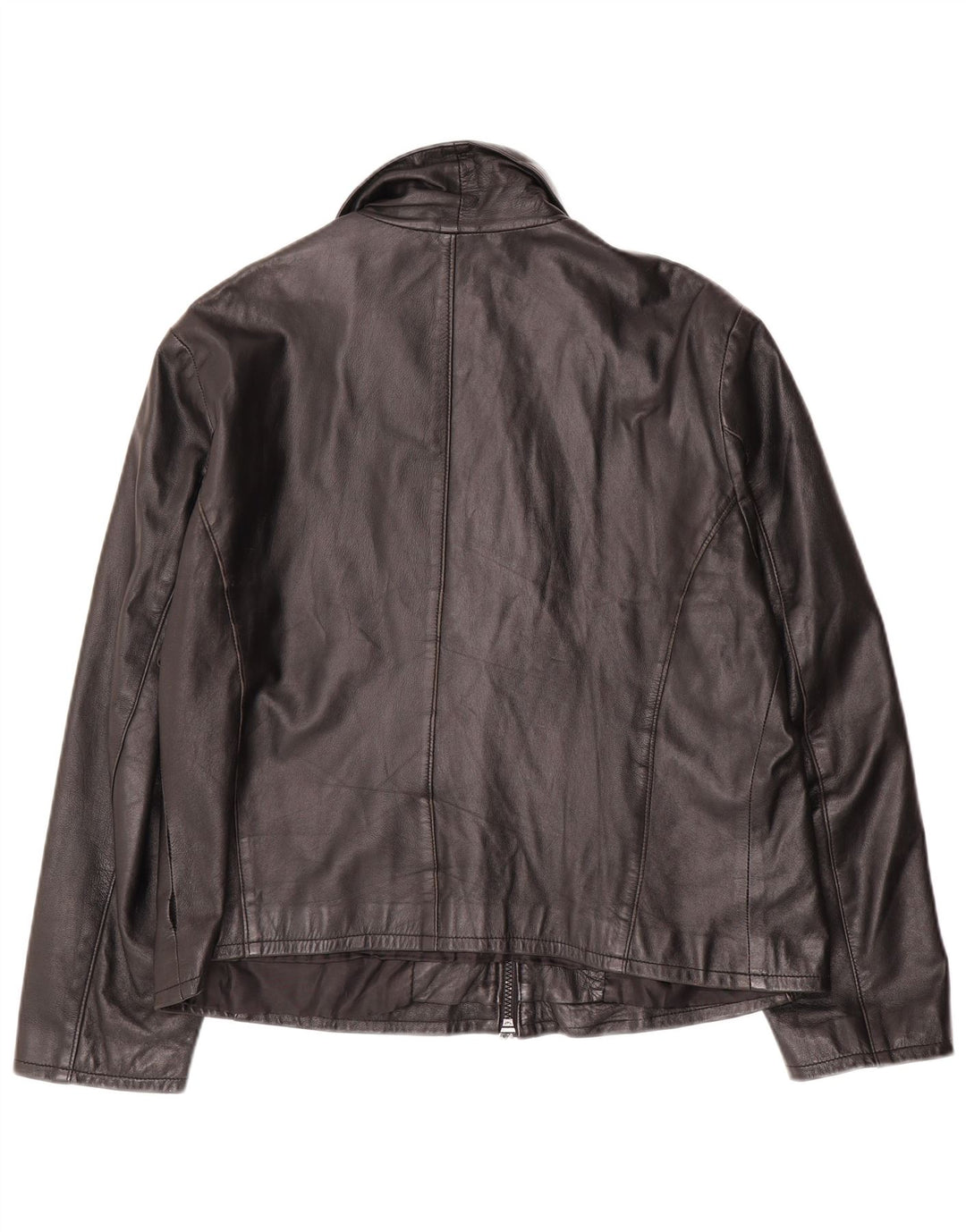 VINTAGE Veste en cuir femme UK 16 Grand cuir noir