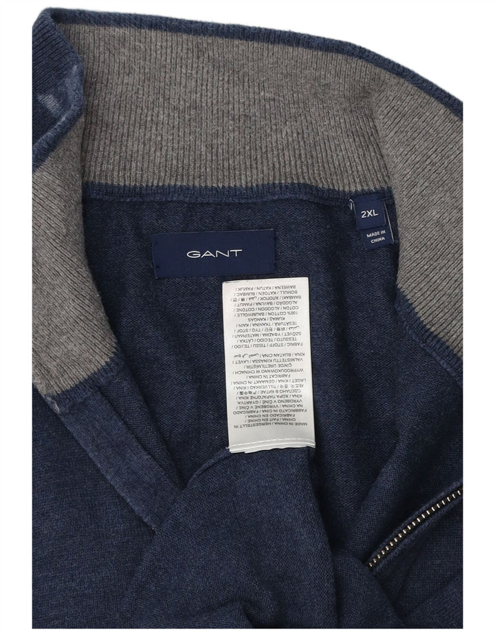 Gant Pull col zippé homme 2XL bleu marine coton