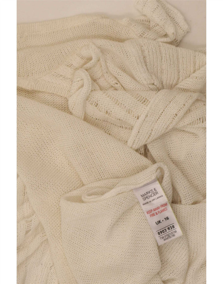 Marks & Spencer Haut cardigan ouvert à volants sur le devant pour femme UK 16 Large Blanc