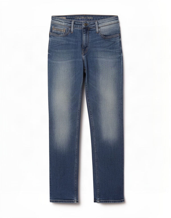 Calvin Klein Jean droit taille moyenne W29 L30 pour femme en coton bleu