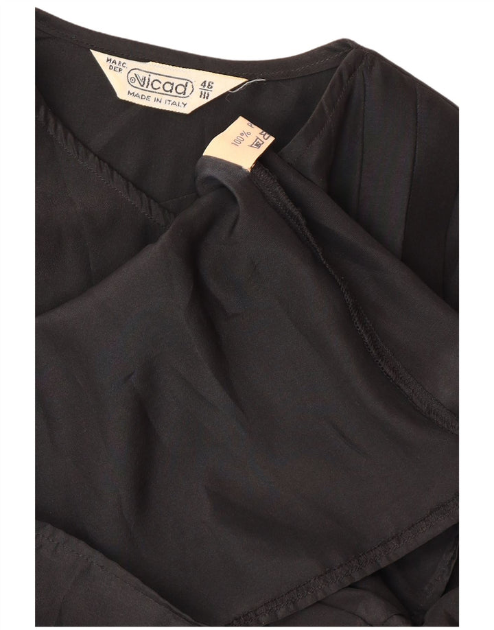 VINTAGE Chemisier Femme IT 46 Large Noir Polyester
