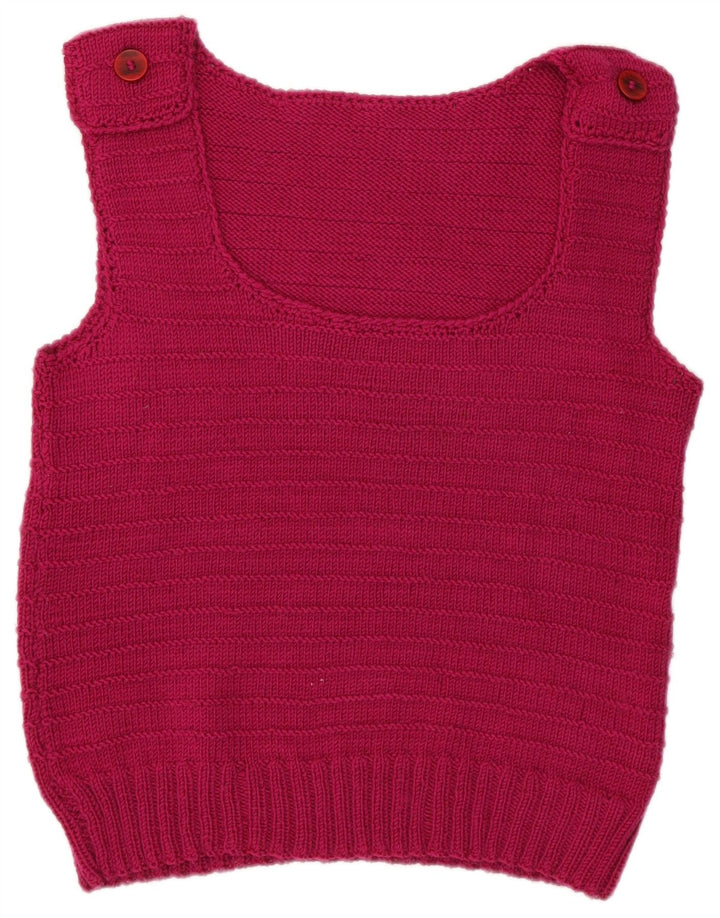 vintage Womens Vest Débardeur UK 14 Rose Moyen