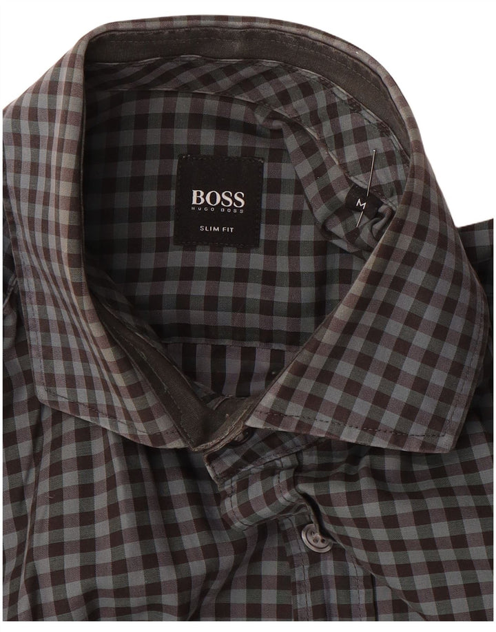 HUGO BOSS Chemise Slim Fit Homme Gris Moyen Vichy