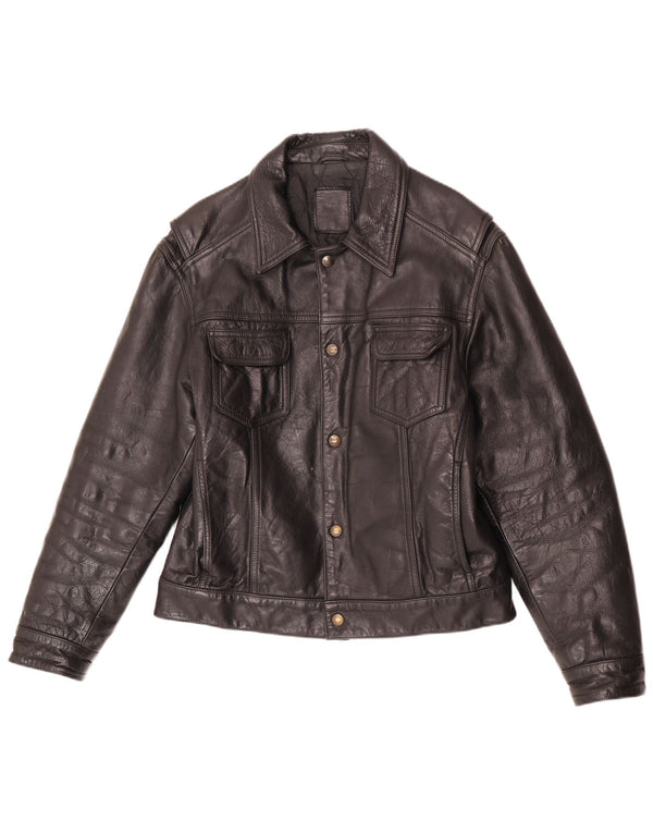 veste en cuir homme vintage UK 40 Grand Noir