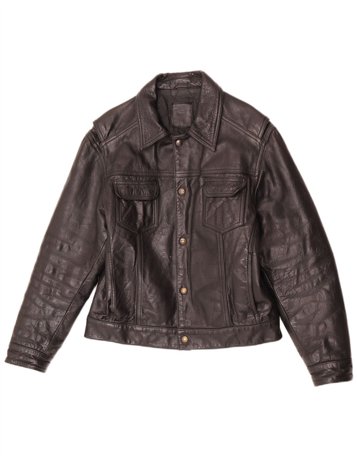 veste en cuir homme vintage UK 40 Grand Noir