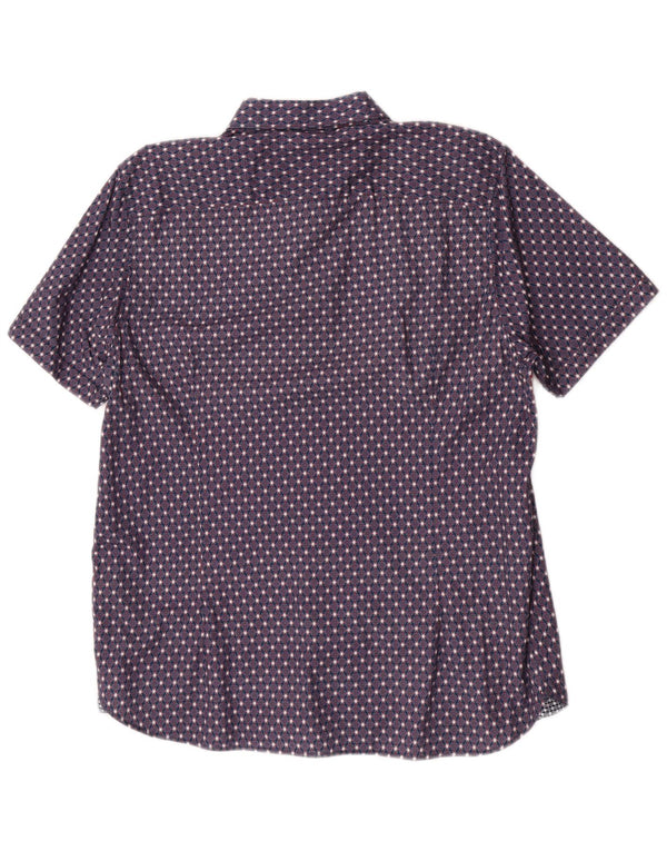 Ted Baker Mens Short Sleeve Shirt Size 6 2XL Purple Spotted Cotton