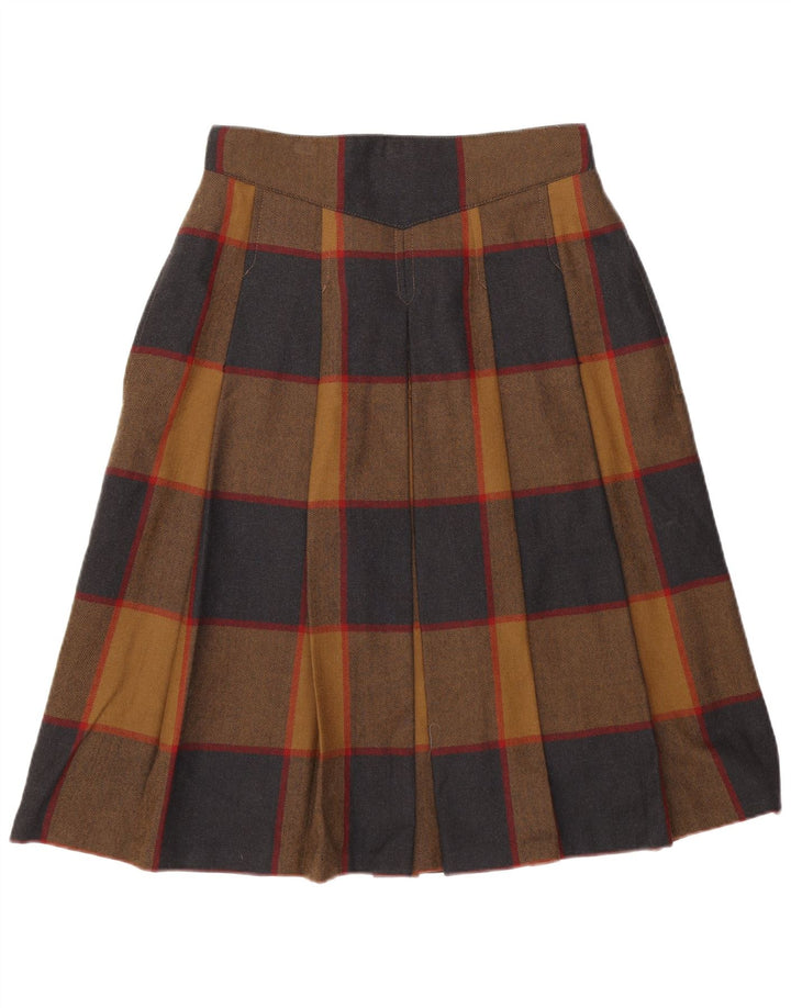 Schneiders Jupe trapèze pour femme EU 40 Medium W28 Marron à carreaux en laine vierge