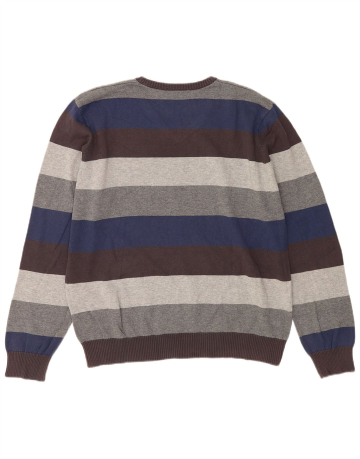 Zara Pull col V pour homme en coton rayé multicolore