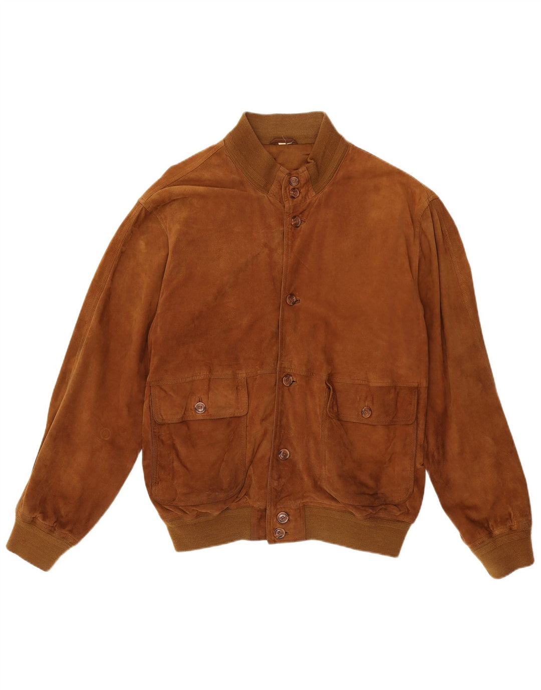 vintage Mens Suede Bomber Jacket IT 55 2XL Cuir Marron
