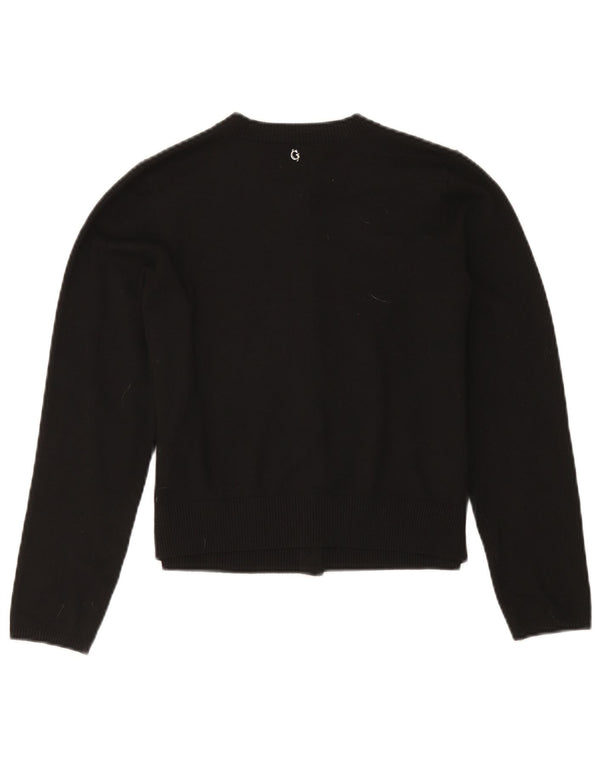 Guess Femmes Crop Cardigan Pull UK 12 Moyen Noir Polyester
