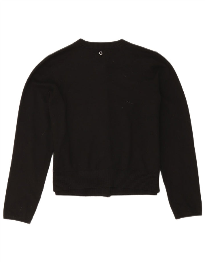 Guess Femmes Crop Cardigan Pull UK 12 Moyen Noir Polyester