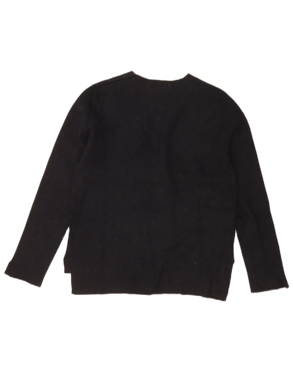 Zara Pull col V pour femme UK 10 Small Noir Viscose