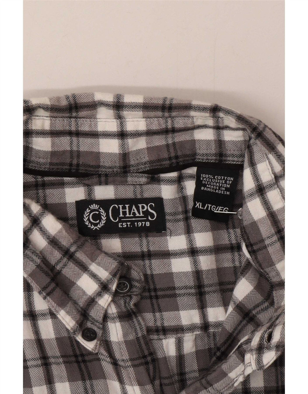 Chaps Chemise Flanelle Homme XL Gris Carreaux Coton