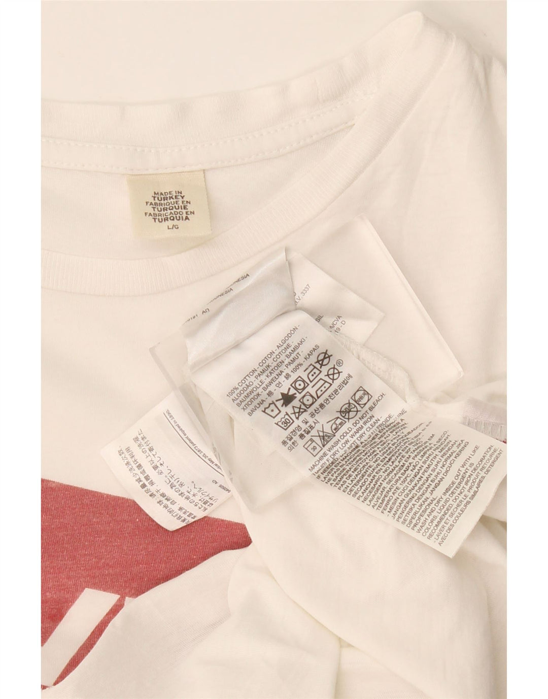 LEVI'S T-shirt graphique pour femme UK 16 Large Blanc Coton