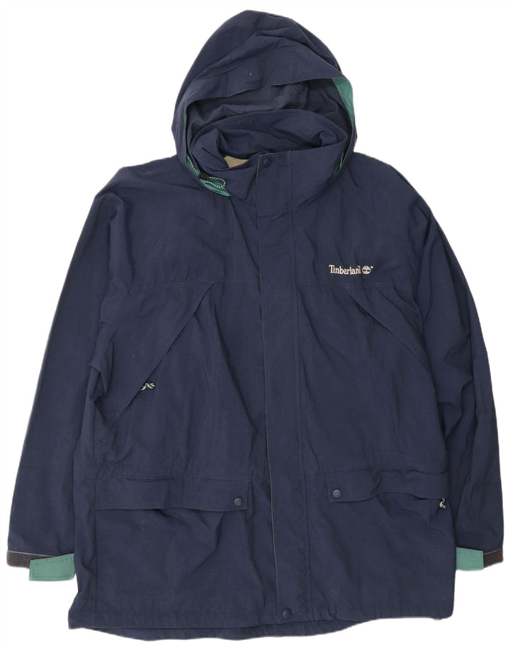 TIMBERLAND Veste de pluie à capuche pour homme UK 42 XL Bleu marine Nylon