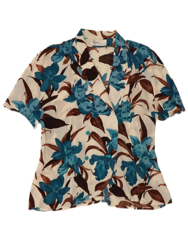 vintage Womens See Through Shirt Blouse IT 48 XL Multicolore Floral