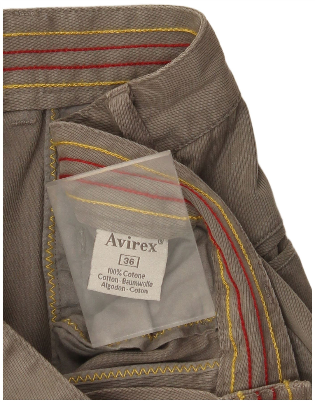 Avirex Pantalon Chino Droit Homme W36 L29 Gris Coton