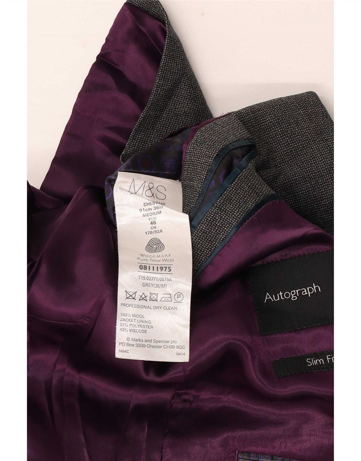 Marks & Spencer Veste blazer autographe à 2 boutons pour homme EU 36 Petit Gris