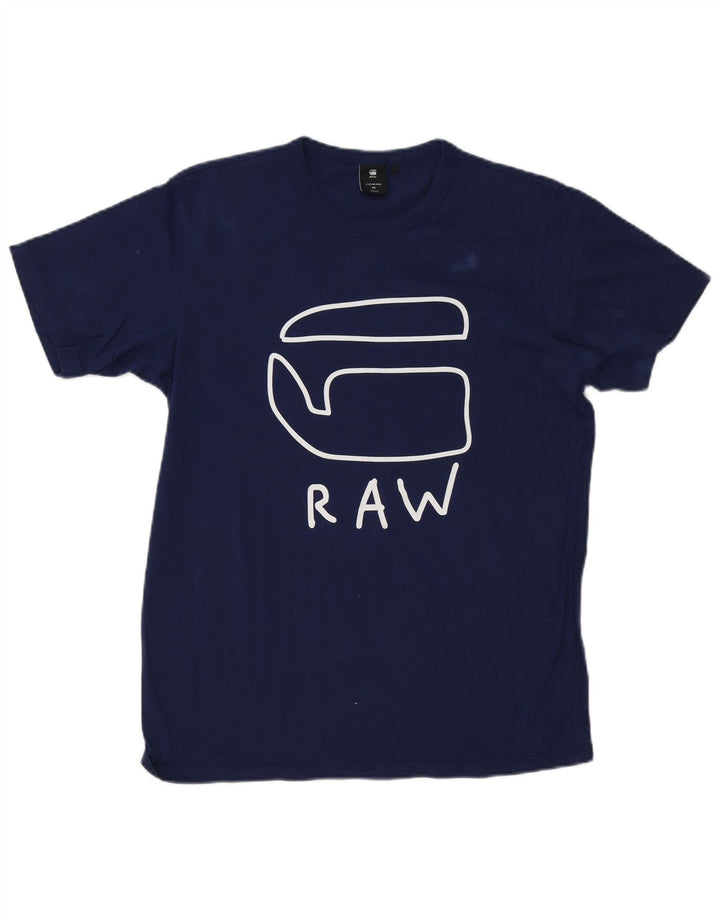 G-Star T-Shirt Graphique Homme Bleu Marine Moyen Coton