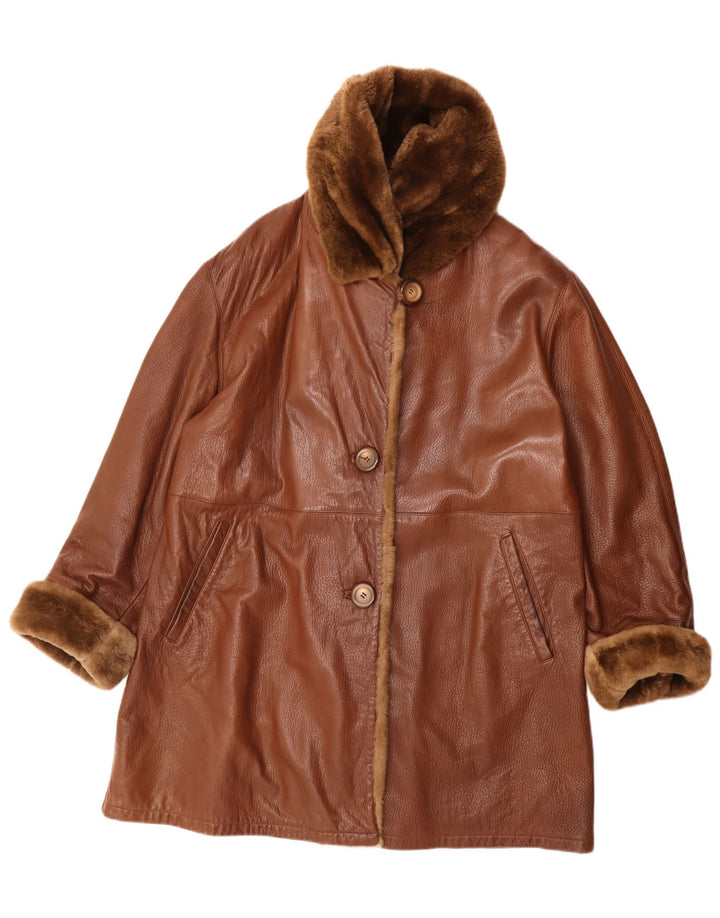 Conbipel Manteau en cuir pour femme UK 14 Grand cuir marron
