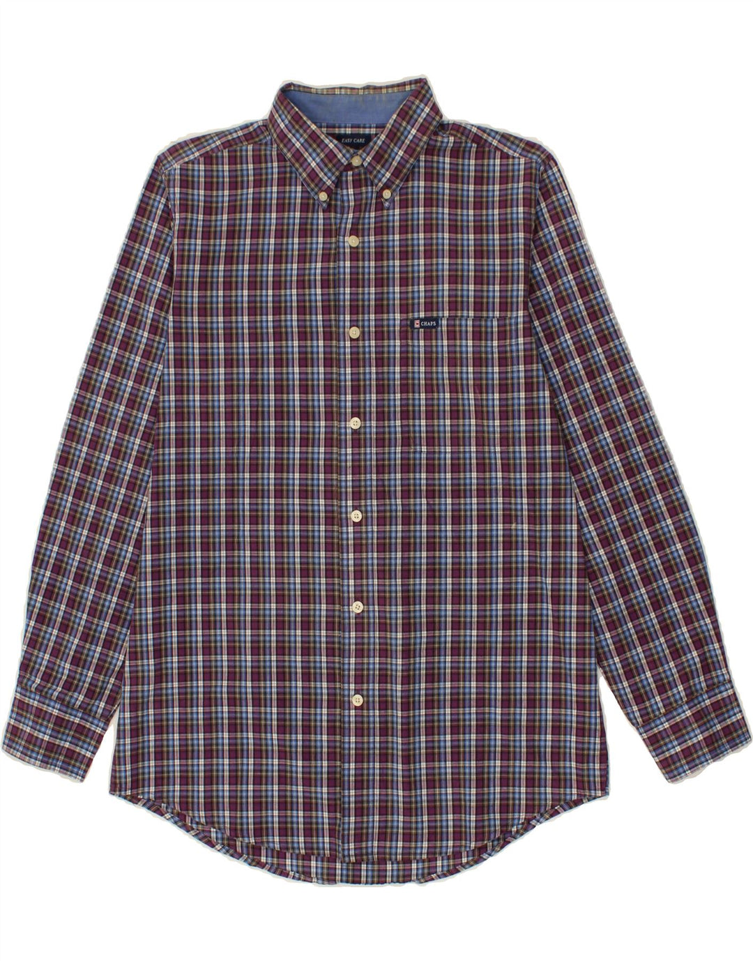 CHAPS Mens Easy Care Shirt Small Purple Check Cotton Vintage Chaps and Second-Hand Chaps from Messina Hembry 