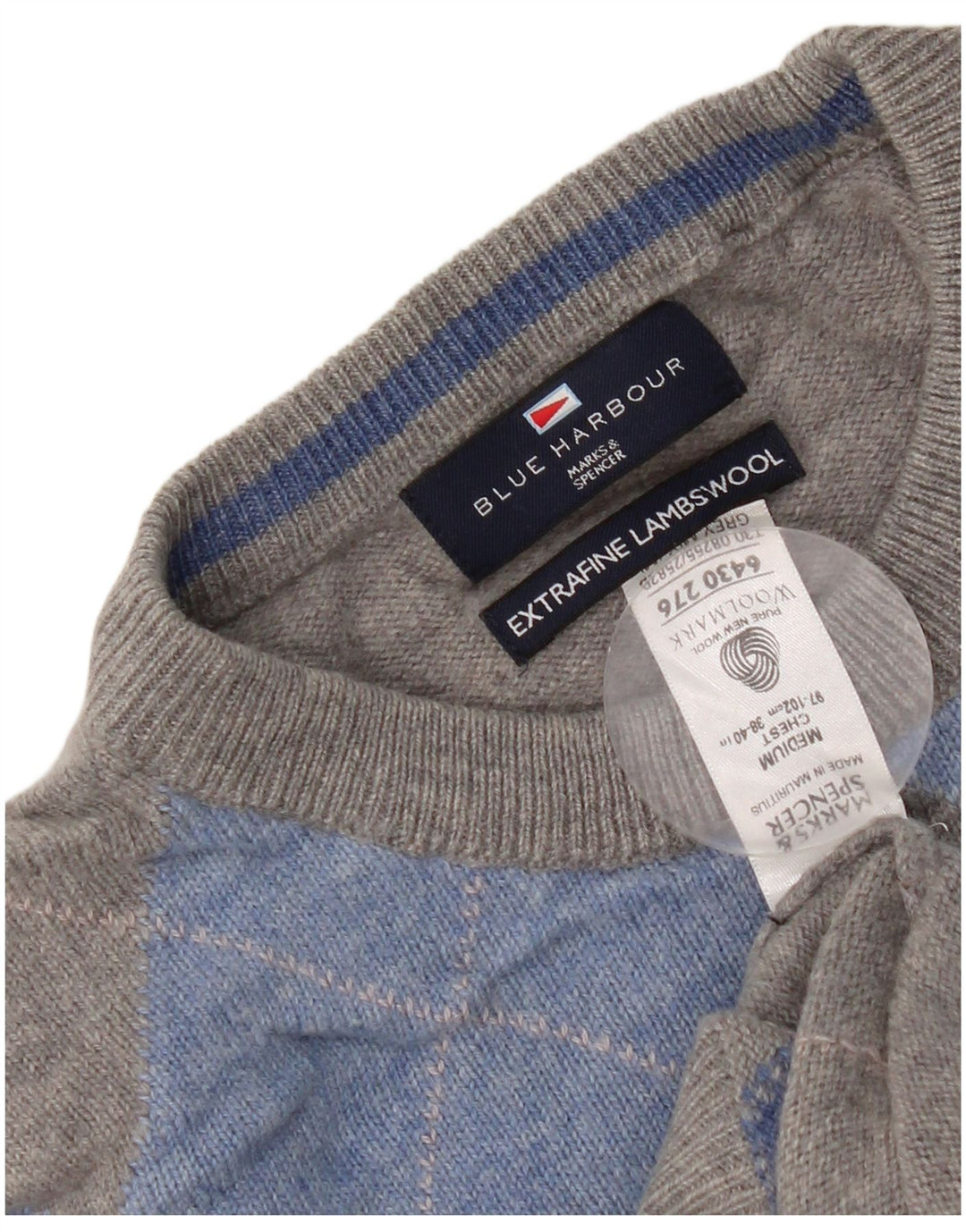 Marks & Spencer Pull col rond pour homme UK 38/40 Gris moyen