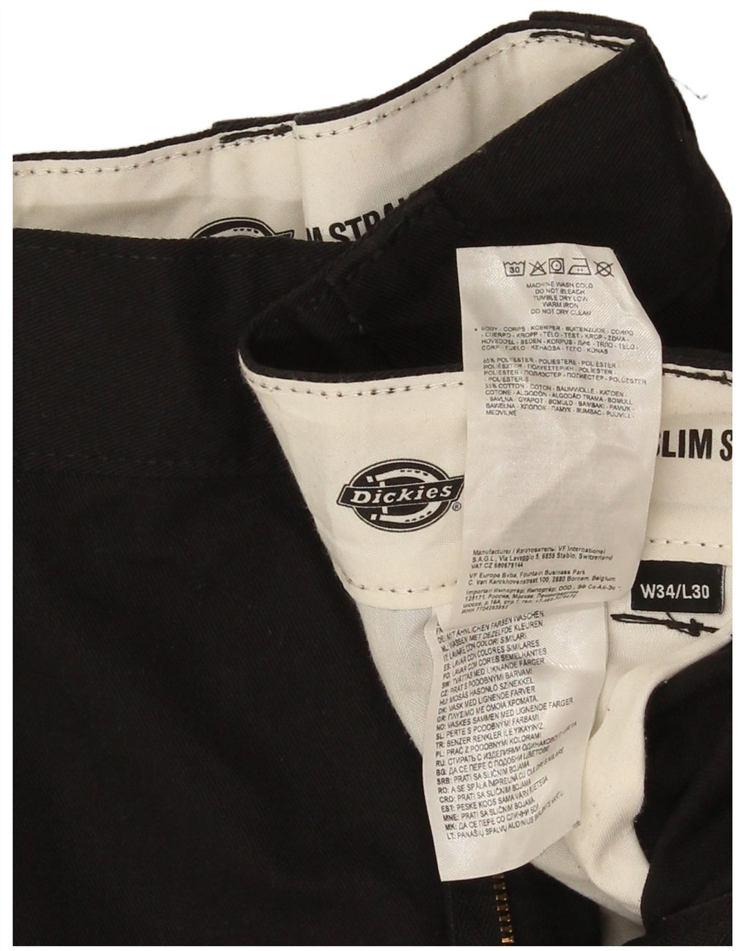 Dickies Pantalon Chino Slim Droit Homme W34 L30 Noir Polyester