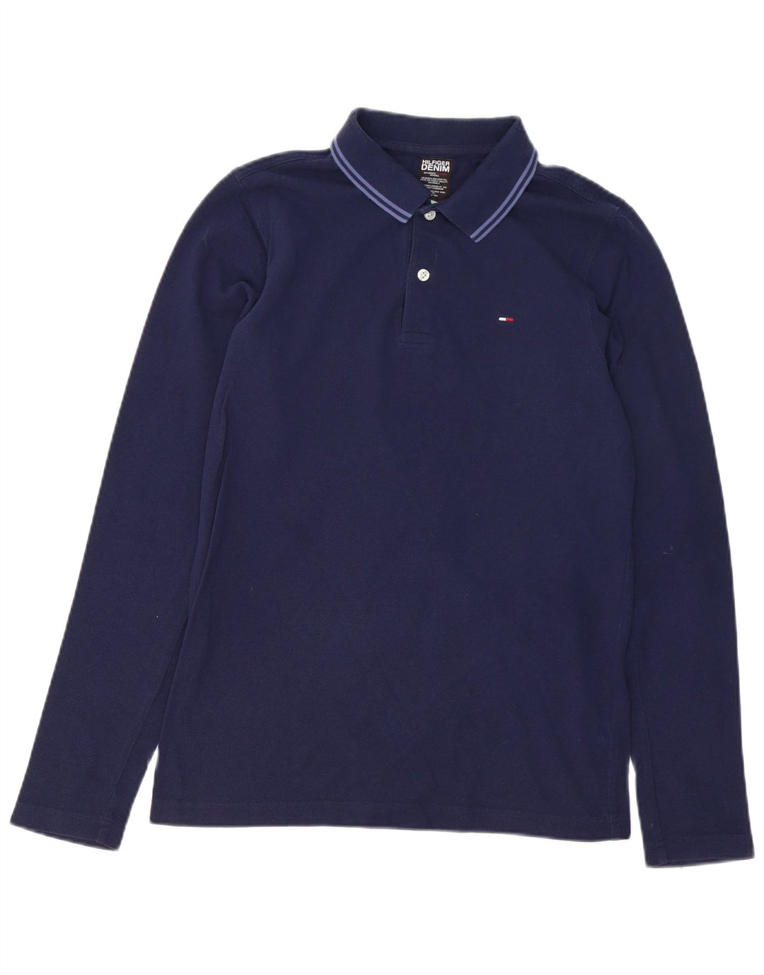 TOMMY HILFIGER Polo à Manches Longues Homme Bleu Marine Moyen Coton