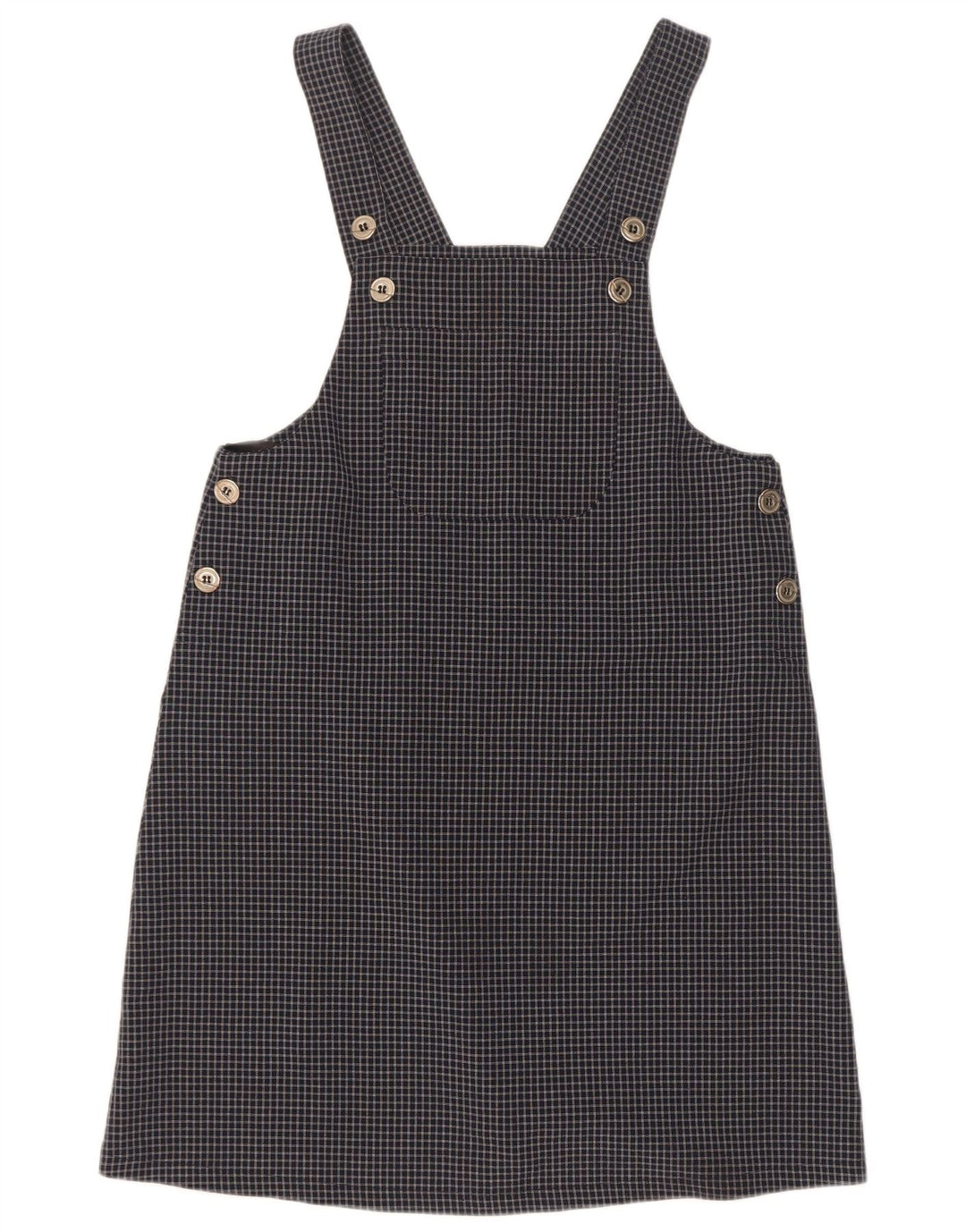 vintage Femme Dungaree Robe UK 12 Moyen Bleu Marine Check