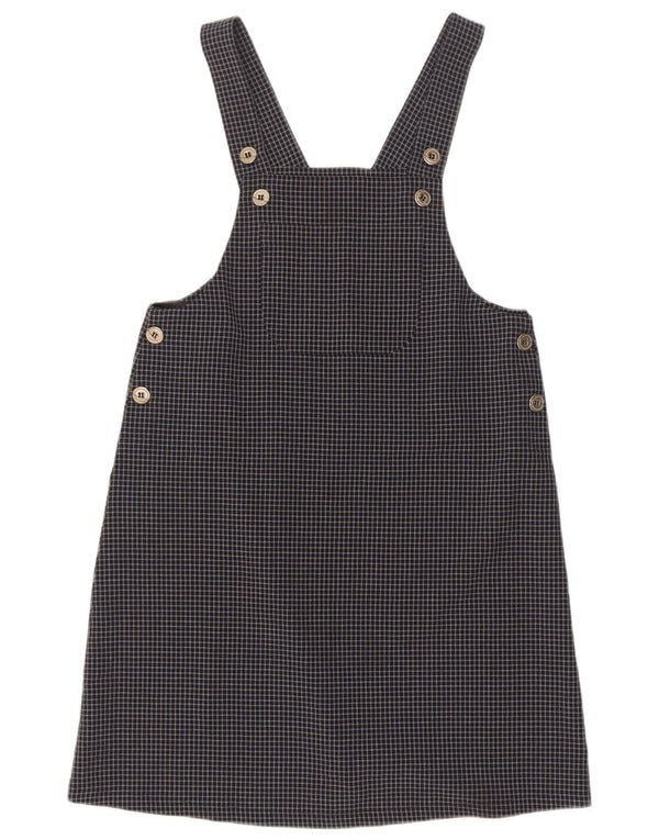 vintage Femme Dungaree Robe UK 12 Moyen Bleu Marine Check