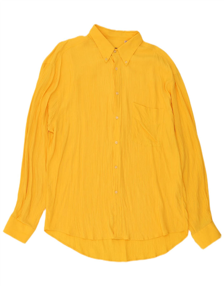 vintage Chemise Homme Taille 17 43 XL Viscose Jaune
